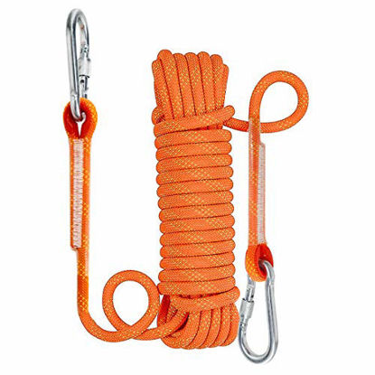Picture of NewDoar Static Climbing Rope 10mm(3/8in) Accessory Cord Equipment Escape Rope Ice Climbing Equipment Fire Rescue Rope(Orange/33ft/10M)