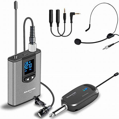 Picture of Wireless Headset Lavalier Microphone System -Alvoxcon Wireless Lapel Mic Best for iPhone, DSLR Camera, PA Speaker, YouTube, Podcast, Video Recording, Conference, Vlogging, Church, Interview, Teaching