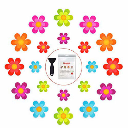 Picture of Secopad Bathtub Stickers Non-Slip, 20 PCS Safety Shower Treads Adhesive Bright Flowers Appliques with Premium Scraper
