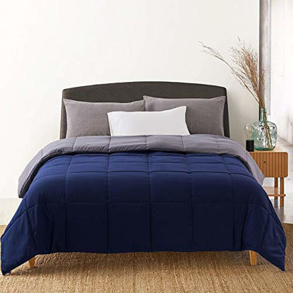 Picture of Cosybay Reversible Down Alternative Comforter Blue/Grey - Corner Duvet Tabs- Double Sided & Lighweight -All Season Duvet Insert-Stand Alone Comforter - Queen Size88×92 Inch