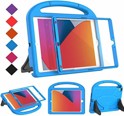 Picture of BMOUO Kids Case for New iPad 10.2 2020/2019 - iPad 8th/7th Generation Case with Built-in Screen Protector, Shockproof Light Weight Handle Stand Kids Case for iPad 10.2" 2020/2019 Latest Model - Blue