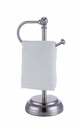 Picture of SunnyPoint Heavy Weight Classic Decorative Metal Fingertip Towel Holder Stand for Bathroom, Kitchen, Vanity and Countertops. (Brush Chrome, 13.375" x 5.5 x 6.75 INCH)