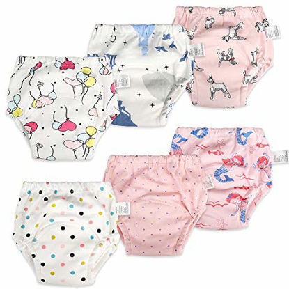 Picture of 6 Packs Cotton Training Pants Reusable Toddler Potty Training Underwear for Boy and Girl Mermaid-2T