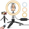 Picture of 10" LED Ring Light with Tripod Stand & Phone Holder, UBeesize Dimmable Desk Makeup Ring Light, Perfect for Live Streaming & YouTube Video, Photography, 3 Light Modes and 11 Brightness Levels