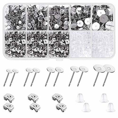 Picture of Earring Posts and Backs, Shynek 1800pcs Earring Making Supplies with Stainless Steel Earring Posts and Earring Backs for Studs, Earring Making Kit for DIY Earrings and Jewelry Making