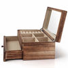 Picture of Meangood Jewelry Organizer Box Two-Layer, Jewelry case for Women, Wood Display Case with Mirror&Ring Tray, Vintage Style Torched Wood