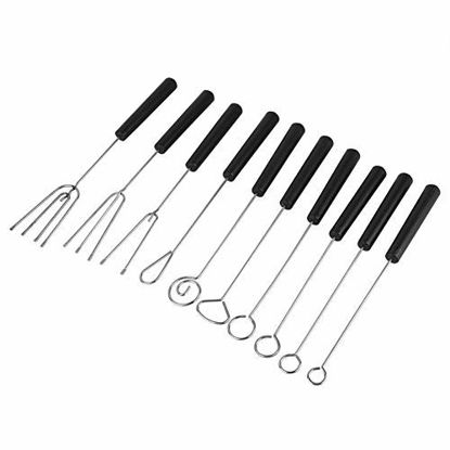 Picture of Raguso 10Pcs Stainless Steel Chocolate Dipping Fork DIY Decorating Tool Set for Hand Made Chocolates DIY Baking Supplies