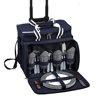 Picture of Picnic at Ascot Original Insulated Picnic Cooler with Service for 4 on Wheels-Designed & Assembled in the USA