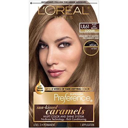 Picture of L'Oreal Paris Superior Preference Fade-Defying + Shine Permanent Hair Color, UL61 Ultra Light Ash Brown, Pack of 1, Hair Dye