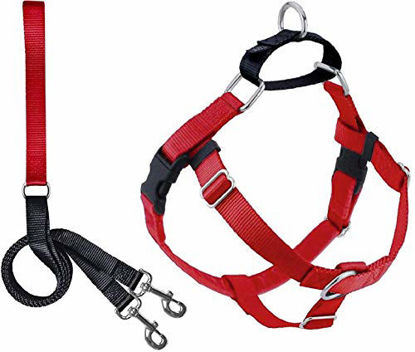 Picture of 2 Hounds Design Freedom No Pull Dog Harness | Adjustable Gentle Comfortable Control for Easy Dog Walking |for Small Medium and Large Dogs | Made in USA | Leash Included | 1" LG Red