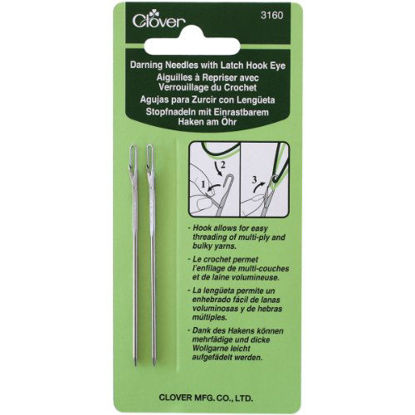 Picture of CLOVER 3160 Darning Needles with Latch Hook, Eye, 2-Piece