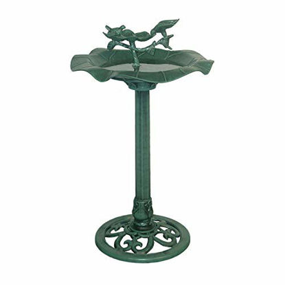 Picture of Alpine Corporation 33" Tall Outdoor Lotus Birdbath Yard Statue, Green