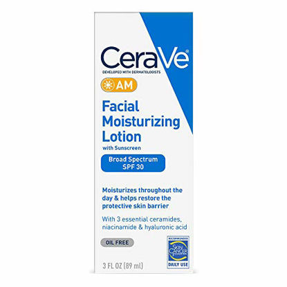 Picture of CeraVe AM Facial Moisturizing Lotion SPF 30 | Oil-Free Face Moisturizer with Sunscreen | Non-Comedogenic | 3 Ounce
