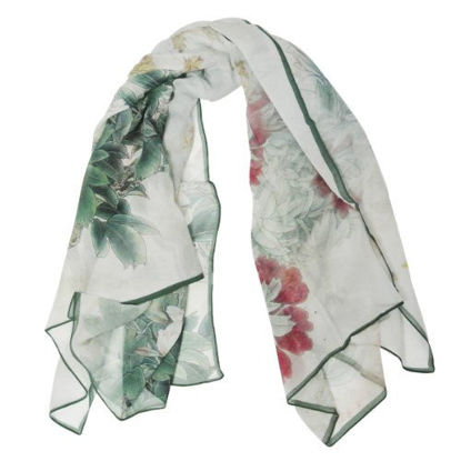 Picture of Wrapables 100% Mulberry Silk Floral Painting Square Scarf, Peony Garden