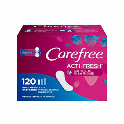 Picture of Carefree Acti-Fresh Panty Liners, Soft and Flexible Feminine Care Protection, Regular, 120 Count