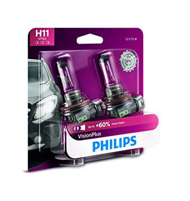 Picture of Philips H11 VisionPlus Upgrade Headlight Bulb with up to 60% More Vision, 2 Pack