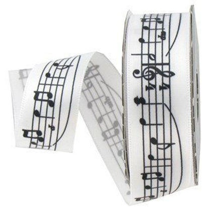 Picture of 7/8" White & Black Musical Notes Satin RibbonNew by: CC