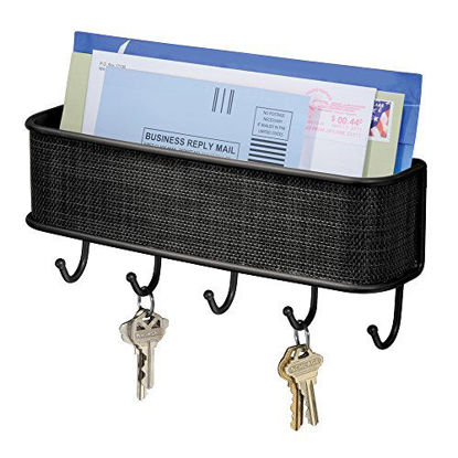 Picture of iDesign Twillo Steel Wall Mount Mail and Key Rack - 10.5" x 2.5" x 4.5", Matte Black