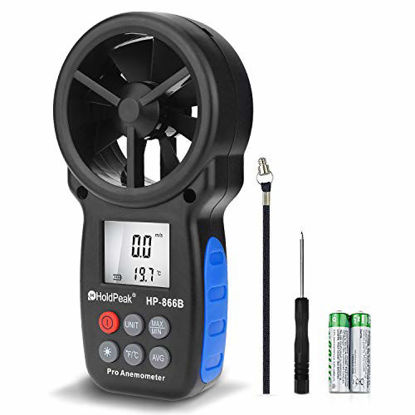 Picture of HOLDPEAK 866B Digital Anemometer Handheld Wind Speed Meter for Measuring Wind Speed, Temperature and Wind Chill with Backlight and Max/Min