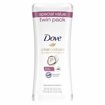 Picture of Dove Advanced Care Antiperspirant Deodorant Stick for Women, Caring Coconut, for 48 Hour Protection And Soft And Comfortable Underarms, 2.6 oz, 2 Count