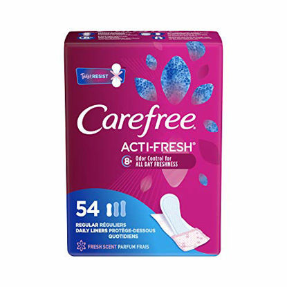 Picture of Care Free Acti-Fresh Body Shaped Regular Pantiliners, Fresh Scented, 54 Count (Pack of 1) , Package may vary