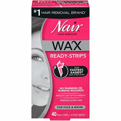 Picture of Nair Hair Remover Wax Ready-Strips for Face & Bikini, 40 CT