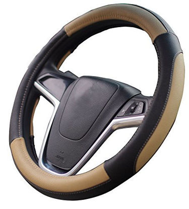 Picture of Mayco Bell Car Steering Wheel Cover 15 inch No Smell Comfort Durability Safety (Black Beige)