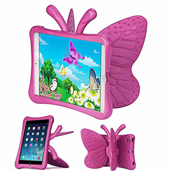 Picture of Tading Kids Case for Apple iPad Mini 5/4/3/2/1 7.9 inch Only, Lightweight Shockproof EVA Foam Stand Cover for iPad Mini, Mini 5 (2019), Mini 4, iPad Mini 3rd Generation, Mini 2 Tablet - Butterfly Rose