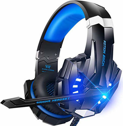 Picture of BENGOO G9000 Stereo Gaming Headset for PS4 PC Xbox One PS5 Controller, Noise Cancelling Over Ear Headphones with Mic, LED Light, Bass Surround, Soft Memory Earmuffs for Laptop Mac Nintendo NES Games