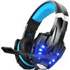 Picture of BENGOO G9000 Stereo Gaming Headset for PS4 PC Xbox One PS5 Controller, Noise Cancelling Over Ear Headphones with Mic, LED Light, Bass Surround, Soft Memory Earmuffs for Laptop Mac Nintendo NES Games
