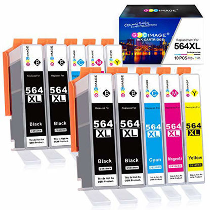 Picture of GPC Image Compatible Ink Cartridge Replacement for HP 564XL 564 XL to use with DeskJet 3520 3522 Officejet 4620 Photosmart 5520 6510 6515 6520 7520 7525 D7560 (Black Cyan Magenta Yellow,10-Pack)