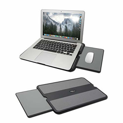 Picture of MAX SMART Portable Laptop Lap Pad, Laptop Desk with Retractable Mouse Tray, Anti-Slip Heat Shield Notebook Computer Stand Table, Working Station for Home, Office, Recliner, Business and Travel