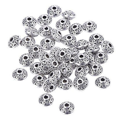 Picture of Mudder 100 Pieces 6 mm Antique Silver Spacer Beads European Style Beads for Jewelry Making