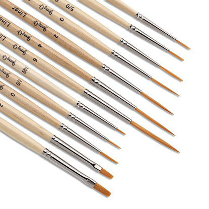 Picture of Jerry Q Art 12 Pcs Detail Paint Brushes, Golden Synthetic Hair, High Performance for Oil, Acrylic and Watercolor JQ-503
