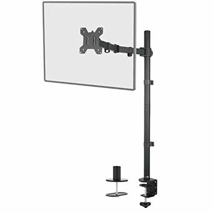 Picture of WALI Extra Tall Single LCD Monitor Fully Adjustable Desk Mount Fits 1 Screen up to 27 inch, 22lbs. Weight Capacity (M001XL), Black