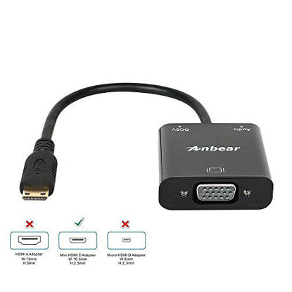 Picture of Anbear Mini HDMI to VGA Adapter, Gold Plated Mini HDMI to VGA(Male to Female) 1080p Video Converter Adapter with 3.5mm Audio