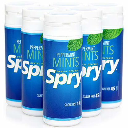 Picture of Spry Xylitol Mints, Peppermint, 45 Count (6-Pack) - Breath Mints That Promote Oral Health, Increase Saliva Production, and Stop Bad Breath