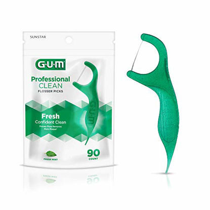 Picture of GUM - 893F Professional Clean Flossers Extra Strong Flosser Pick, Fresh Mint, 90 Count