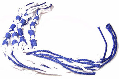 Picture of Holy Land Market Tzitzits (Set of Four) White with Blue Thread - Tassels (with Longer Blue Messiah Thread) (Royal Blue)