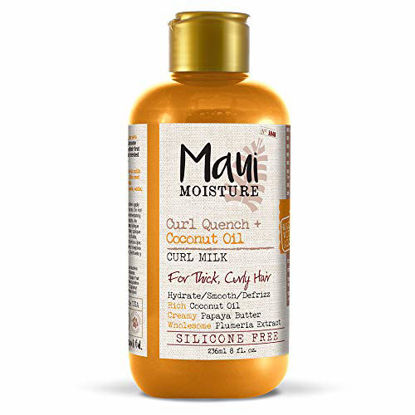 Picture of Maui Moisture Curl Quench + Coconut Oil Anti-Frizz Curl-Defining Hair Milk to Hydrate and Detangle Tight Curly Hair, Softening Leave-In Treatment, Vegan, Silicone- & Paraben-Free, 8 fl oz