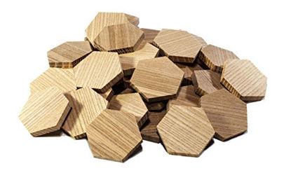 Picture of 1.54" Wood Hexagon Cutout Shapes Unfinished Wood Mosaic Tile - 30 pcs