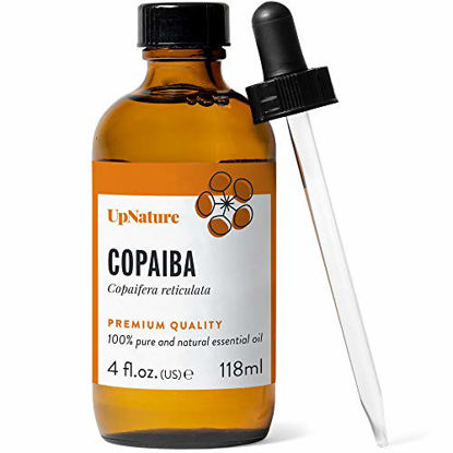 Picture of Copaiba Essential Oil 4 OZ - Pure, Natural, Undiluted, Unfiltered, Non-GMO - Heal Scars and Improve Skin Health - Reduce Pain and Relieve Congestion - Soothe and Calm Skin - with Dropper