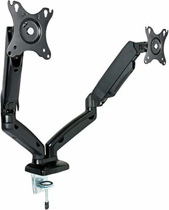 Picture of VIVO Dual Arm Monitor Desk Mount Height Adjustable, Tilt, Swivel, Counterbalance Pneumatic Stand, VESA Bracket Arm Fits Most Screens up to 27 inches STAND-V002O