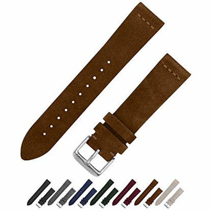 Picture of Benchmark Basics Dark Brown 22mm Suede Watch Strap - Vintage Leather Watch Band for Men & Women - Compatible with Regular & Smart Watches