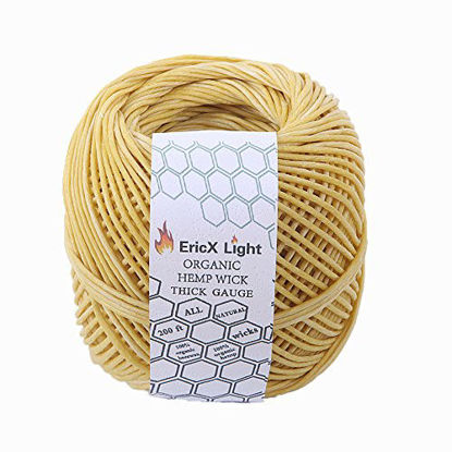 Picture of EricX Light Thick Beeswax Hemp Wick, 200 ft Spool, 100% Organic Hemp Wick Well Coated with Beeswax, Thick Gauge(2.0mm)