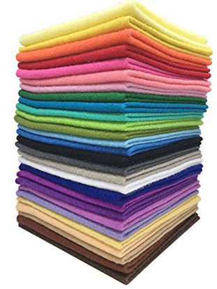 Picture of Felt Squares, Misscrafts 28pcs 8" X 8" (20 x 20cm) 1.4mm Thick Soft Felt Fabric Sheet Nonwoven Assorted Colors Patchwork Pack with Thread Bag for DIY Craft Patchwork Sewing