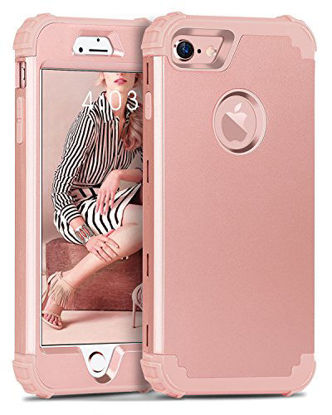 Picture of iPhone 8 Case, iPhone 7 Case, BENTOBEN 3 in 1 Hybrid Hard PC Cover & Soft Silicone Bumper Heavy Duty Slim Shockproof Full Body Rugged Protective Phone Case for iPhone 7 & iPhone 8 (4.7Inch), Rose Gold
