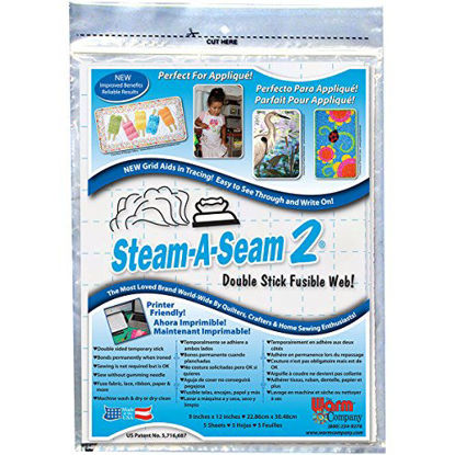 Picture of Warm Company Steam-A-Seam 2 Double Stick Fusible Web-9"X12" Sheets 5/Pkg (5517)
