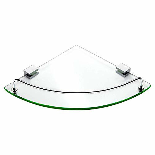 GetUSCart Vdomus Bathroom Tempered Glass Corner Shelf, Stainless Steel