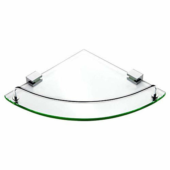 GetUSCart Vdomus Bathroom Tempered Glass Corner Shelf, Stainless Steel